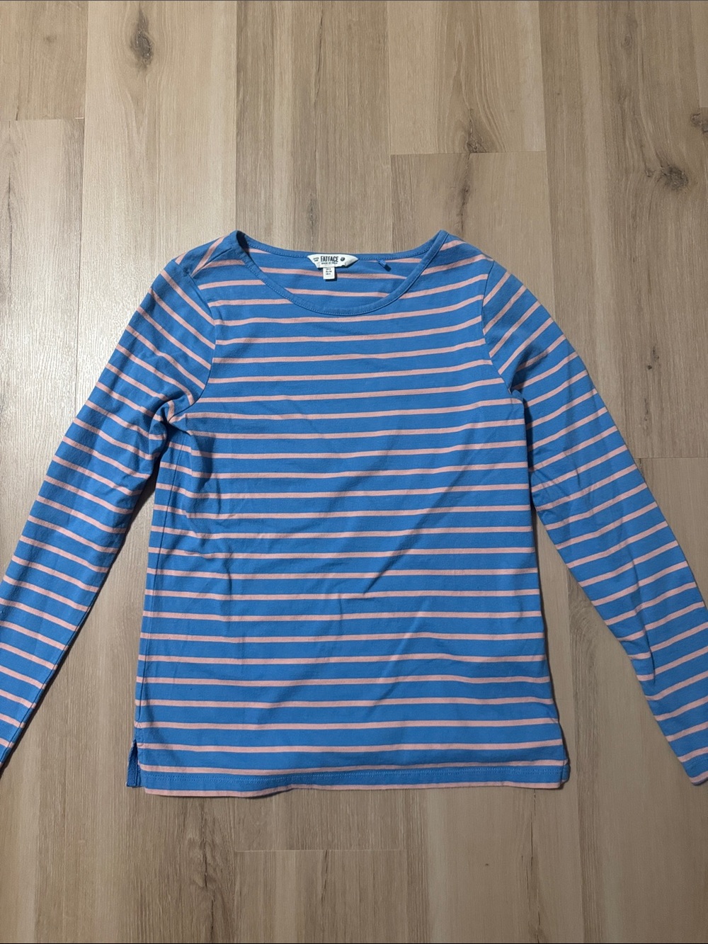 Striped Blue & Pink Long Sleeve Shirt - Crew Neck